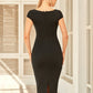 Black Zipper Back Sweetheart Neck Slit Slim Fit Dress