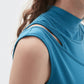 Stand Collar Patched Detail Slim Fit Tank Top
