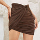 Twist Front Ruched High Waist Skirt