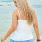 Plus Spaghetti Strap Sleeveless Laser Cut V-neck Cami Top