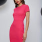 Pink Round Neck Solid Bustier Split Hem Rib-knit Slim Fit Dress