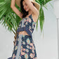 Spaghetti Strap Sleeveless Floral Ruffle Hem Cami Top and Skirt Set
