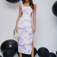 Scoop Neck Open Back Split Thigh Tie Dye Sleeveless Slim Fit Dress