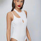 Round Neck Sleeveless Cutout Shoulder Form Fitted Bodysuit