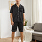 Black Contrast Piping Button Front Pyjama Sleepwear Set
