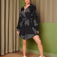 Black Bishop Sleeve Slogan Printed Shirt Dress