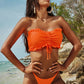 3pack Orange Frill Trim Bandeau Bikini Swimsuit and Mesh Pants