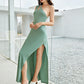 Mint Green Sleeveless One Shoulder Cut-out Split Thigh Dress