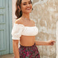 White Off Shoulder Puff Sleeve Schiffy Top