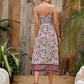 Spaghetti Strap Sleeveless Allover Floral Print Button Front Split Hem Cami Dress
