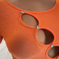 Orange Round Neck Cut Out Fitted Tee Top