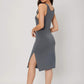 Grey Scoop neck Sleeveless Solid Slit Hem Lounge Dress