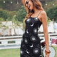 Black Galaxy Print Spaghetti Strap Sleeveless Form Fitted Dress