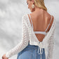 White Boat Neck Crop Backless Cover Up