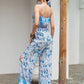 Spaghetti Strap Sleeveless Cutout Front Allover Floral Print Cami Jumpsuit