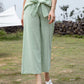 Mint Green Tie Front Wide Leg High Elastic Waist Cropped Pants