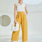 Yellow Tie Front Wide Leg High Waist Cropped Pants