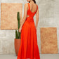Orange Sleeveless Cut-out Crisscross Tie Back Dress