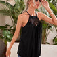 Black Sleeveless Solid Cutout Detail Tie Back Halter Top