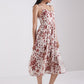 Spaghetti Strap Sleeveless Shirred Back Split Thigh Floral Cami Dress