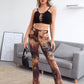 Crisscross Cutout Waist Tie Dye Pants