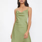 Spaghetti Strap Sleeveless Cowl Neck Solid Cami Dress