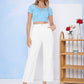 Blue Cut-out Halter Tie Back Rib-knit Crop Tee Top