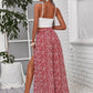 Sleeveless Surplice Neck Crop Cami Top and Ditsy Floral Wrap Palazzo Pants Set