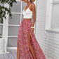 Sleeveless Surplice Neck Crop Cami Top and Ditsy Floral Wrap Palazzo Pants Set