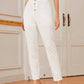White Button Fly High Waist Pants