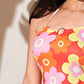Sleeveless Spaghetti Strap O-ring Detail Floral Cami Top