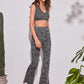 Grey Marled Knit Tank Top and Flare Leg Trousers