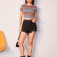 Round Neck Striped Print Crop Top
