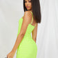 Neon Lime Sleeveless Ruched Slim Fit Dress