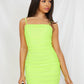 Neon Lime Sleeveless Ruched Slim Fit Dress
