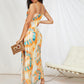 Spaghetti Strap Sleeveless Tie Dye Split Hem Slim Fit Dress