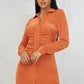 Orange Ruched Bust Slim Fit Dress