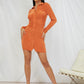 Orange Ruched Bust Slim Fit Dress