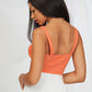 Orange Spaghetti Strap Sleeveless Tie Front Ruched Cami Top