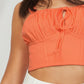 Orange Spaghetti Strap Sleeveless Tie Front Ruched Cami Top