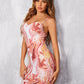 Marble Print Spaghetti Strap Sleeveless Slim Fit Dress