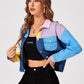 Single Breasted Colourblock Drop Shoulder Flap Pocket Button Front Jacket