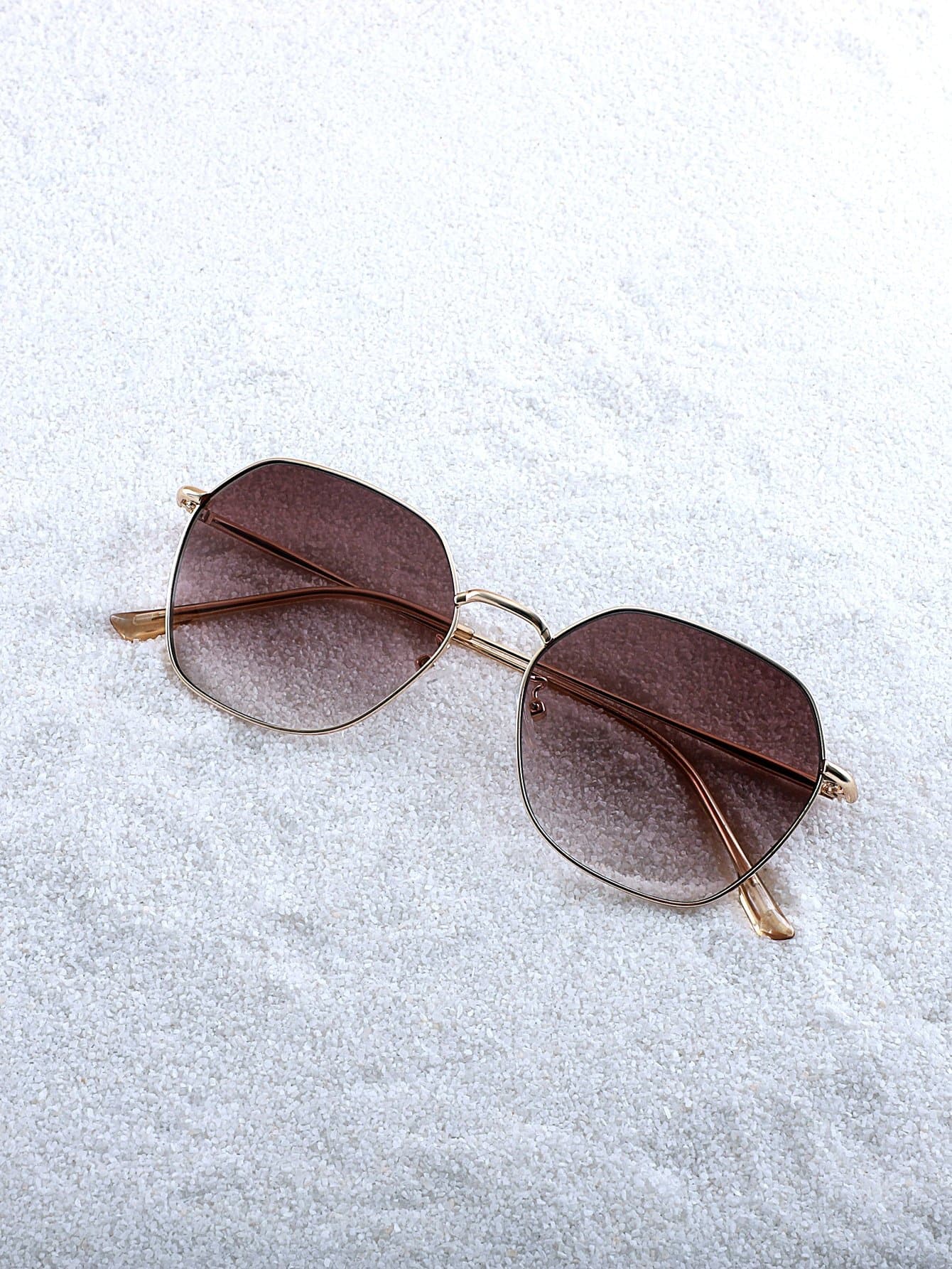Brown Tinted Geometric Lens Sunglasses