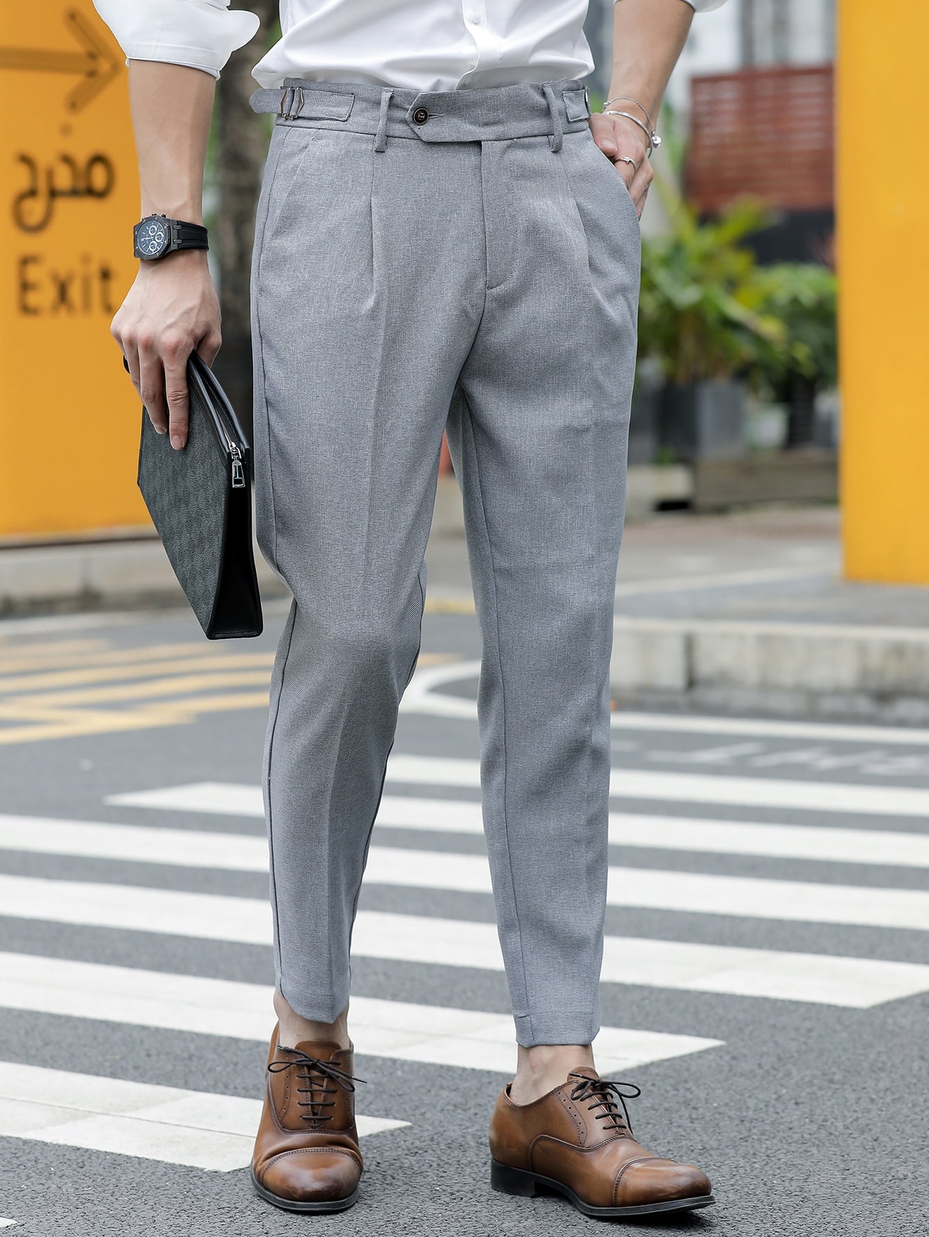 Solid Zipper Fly Tailored Pants  WearStyle
