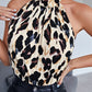 Leopard Print Sleeveless High Neck Halter Top