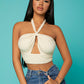 Sleeveless Cut Out Tie Back Halter Top
