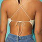 Spaghetti Strap Sleeveless Crisscross Tie Backless Ruched Bust Slim Fit Cami Top