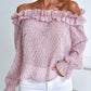 Pink Ruffle Trim Off The Shoulder Blouse Top