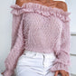 Pink Ruffle Trim Off The Shoulder Blouse Top