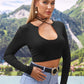 Black Crisscross Tie Back Slim Fit Crop Top